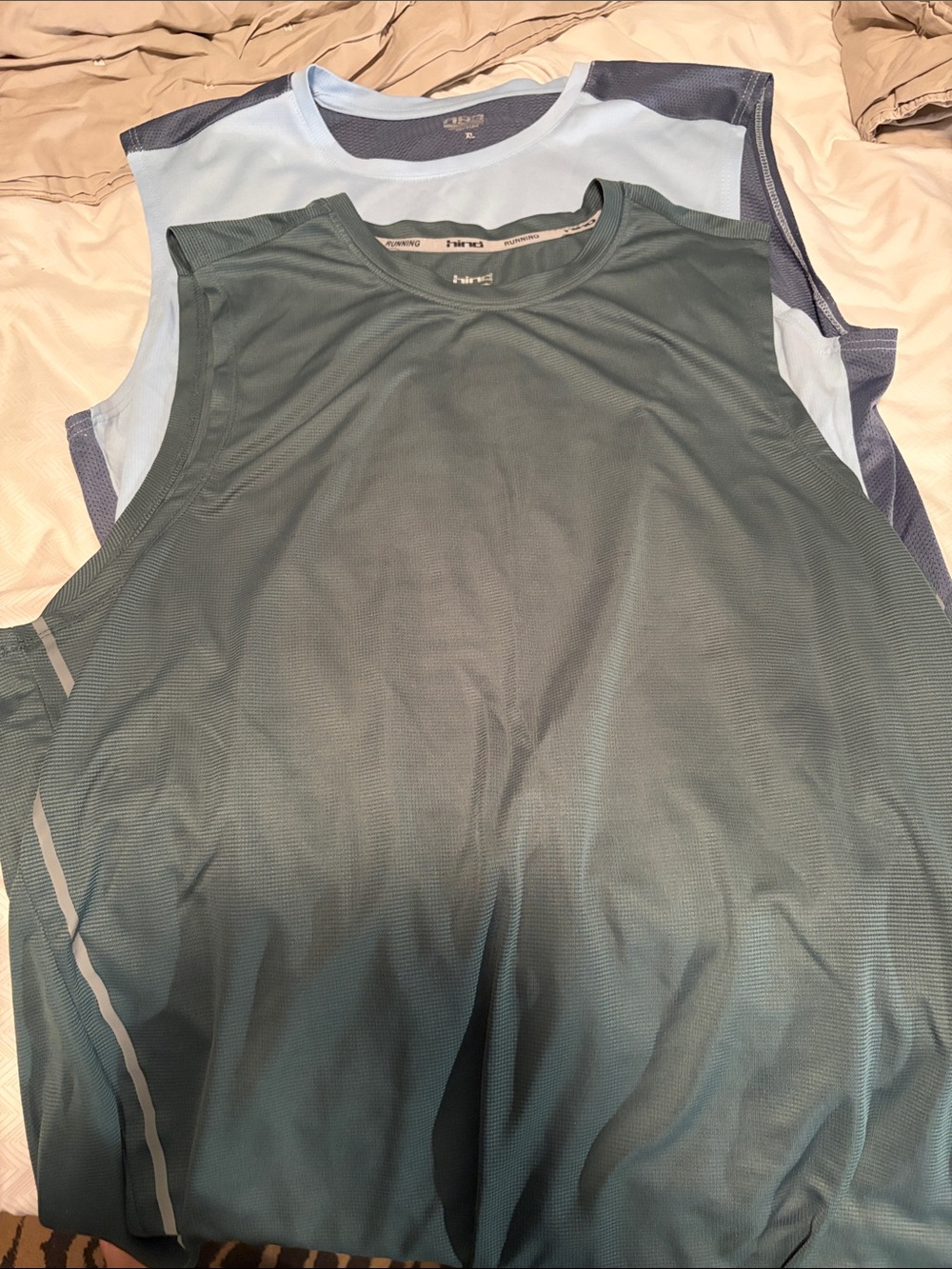 2 Men's Athletic Tank Tops - Slate Green & Powder Blue - XL